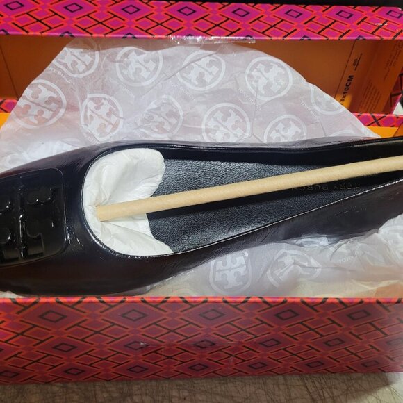 NEW TORY BURCH Georgia Athene Ballet Flats Perfect Black Leather Women's Size 7 - Picture 2 of 4